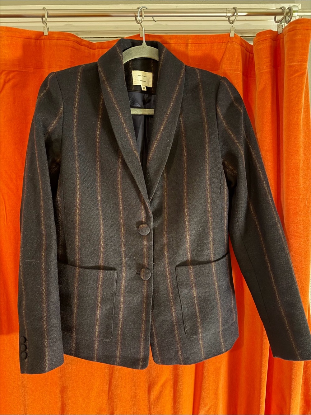 Sezane grey pinstriped blazer